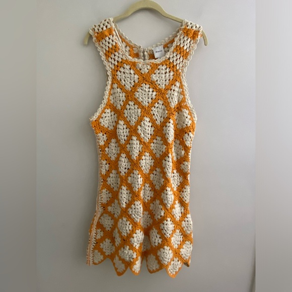 Anthropologie Maeve Sleeveless Crochet Mini Dress XS new with tag nwt orange - Picture 8 of 8